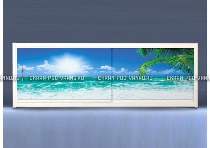 Экран на роликах EUROPLEX Пляж – купить по цене 12400 руб. в интернет-магазине в городе Магнитогорск картинка 1