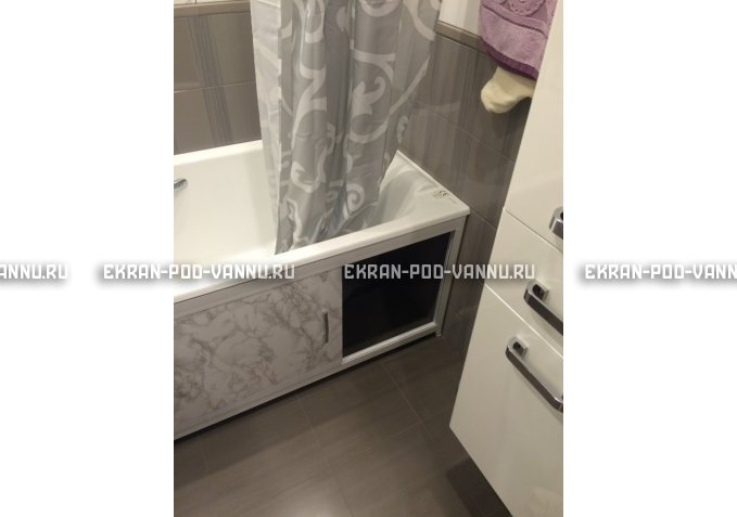 Раздвижной экран EUROPLEX Комфорт серый мрамор – купить по цене 6250 руб. в интернет-магазине в городе Магнитогорск картинка 4