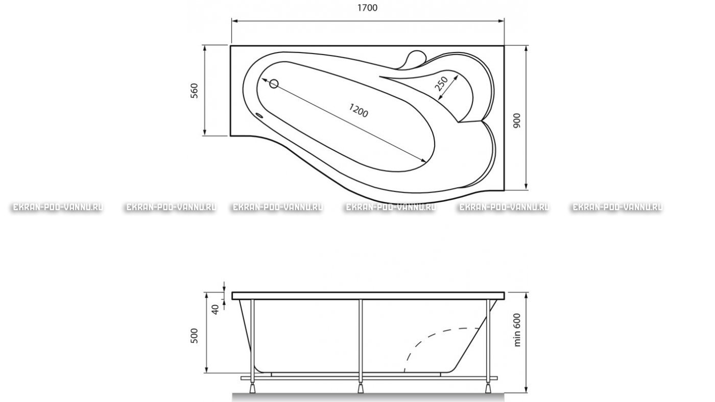 Акриловая ванна Relisan Isabella 170x90x60 – купить по цене 24130 руб. в интернет-магазине в городе Магнитогорск картинка 13