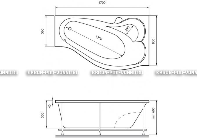 Акриловая ванна Relisan Isabella 170x90x60 – купить по цене 24130 руб. в интернет-магазине в городе Магнитогорск картинка 4