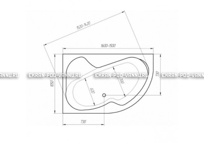 Акриловая ванна 1MarKa Aura 150x105 – купить по цене 16250 руб. в интернет-магазине в городе Магнитогорск картинка 3
