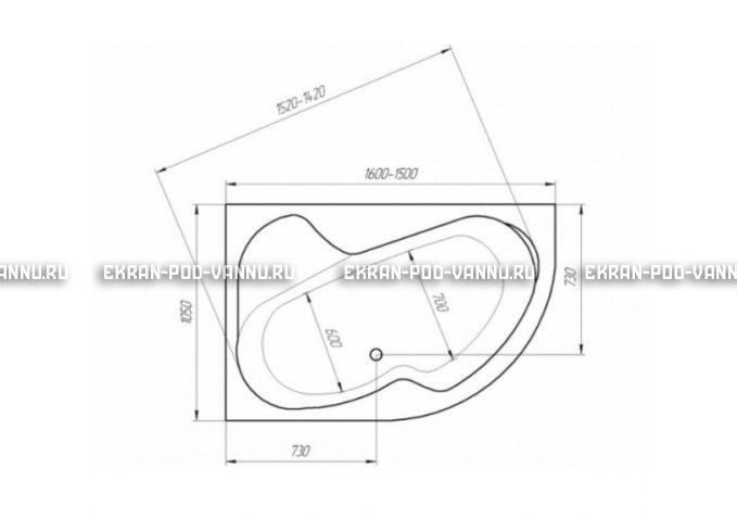 Акриловая ванна 1MarKa Imago 160x105 – купить по цене 16700 руб. в интернет-магазине в городе Магнитогорск картинка 3