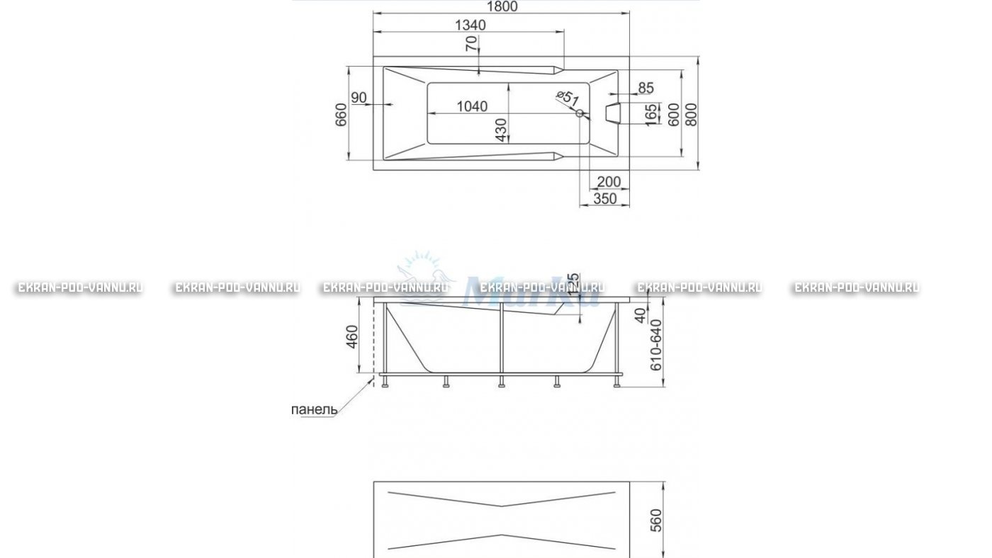 Акриловая ванна 1MarKa Raguza 180x80 – купить по цене 17854 руб. в интернет-магазине в городе Магнитогорск картинка 13
