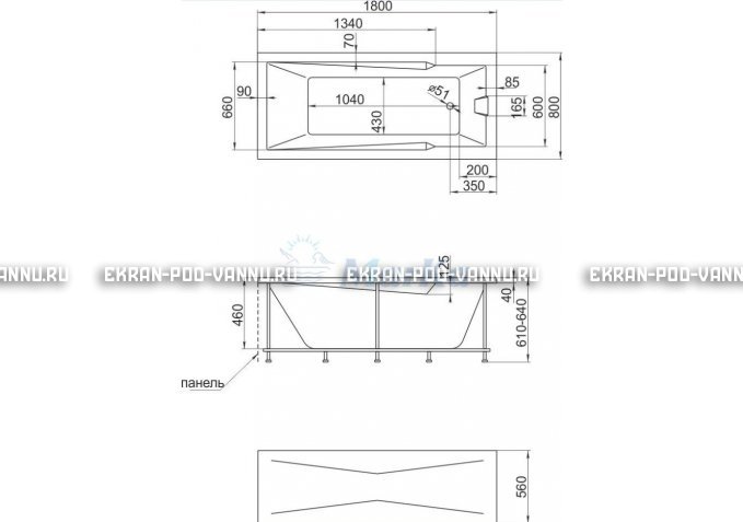 Акриловая ванна 1MarKa Raguza 180x80 – купить по цене 17854 руб. в интернет-магазине в городе Магнитогорск картинка 4