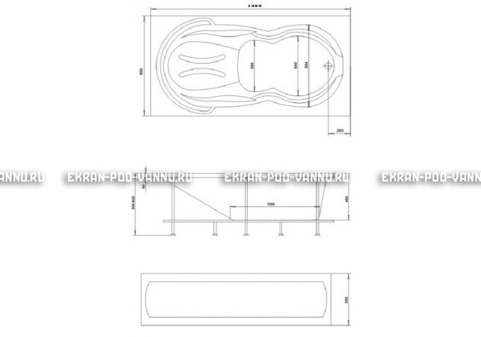 Акриловая ванна 1MarKa Taormina 180x90 – купить по цене 17670 руб. в интернет-магазине в городе Магнитогорск картинка 3