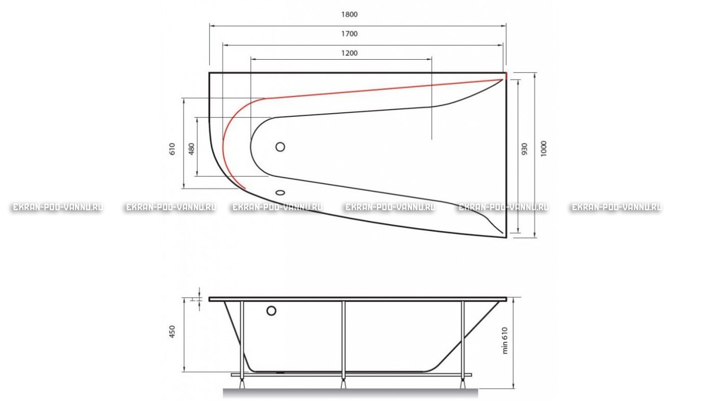 Акриловая ванна Vayer Boomerang 180x100 – купить по цене 53030 руб. в интернет-магазине в городе Магнитогорск картинка 13