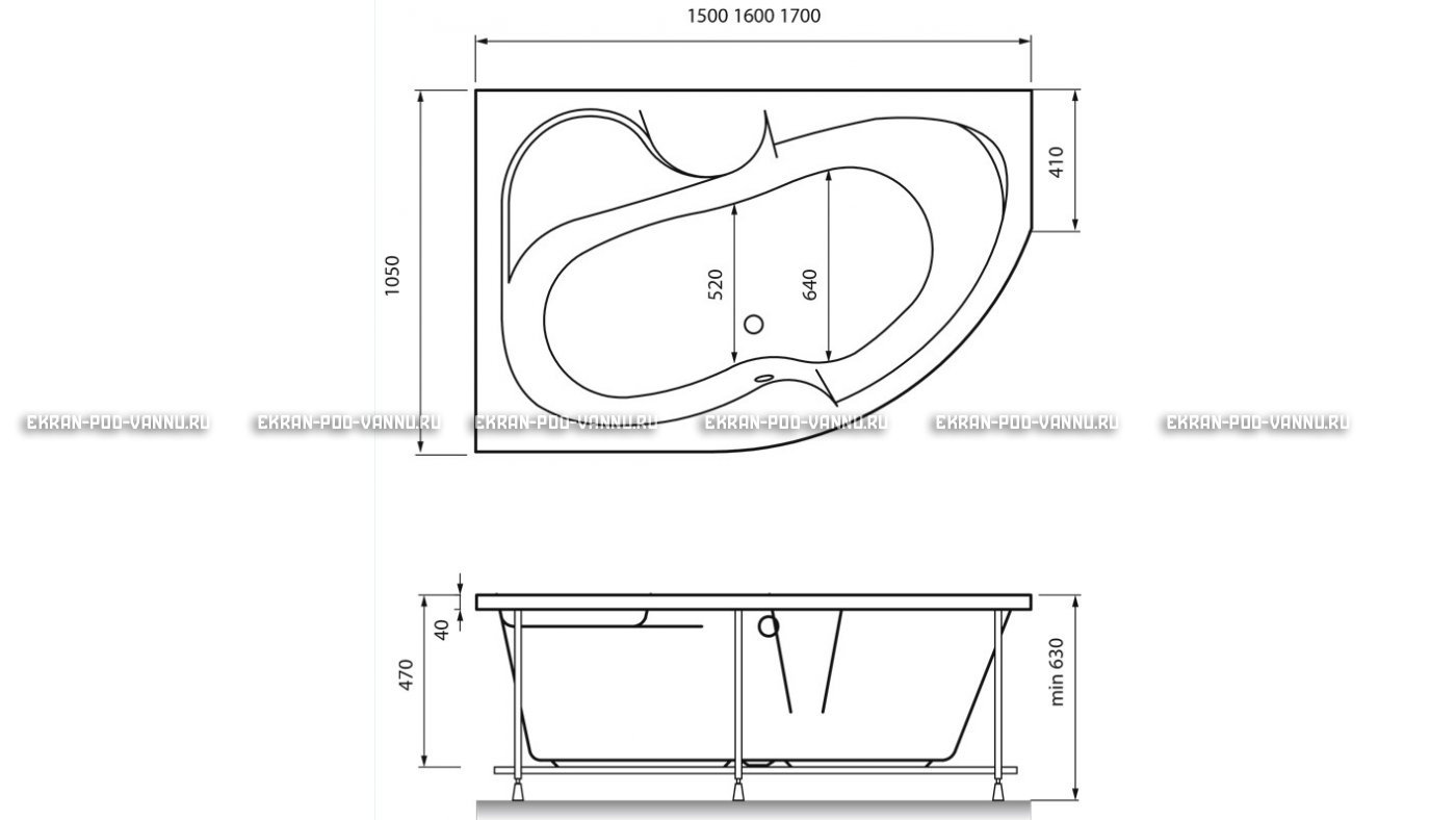Акриловая ванна Vayer Azalia 150x105 – купить по цене 27800 руб. в интернет-магазине в городе Магнитогорск картинка 16