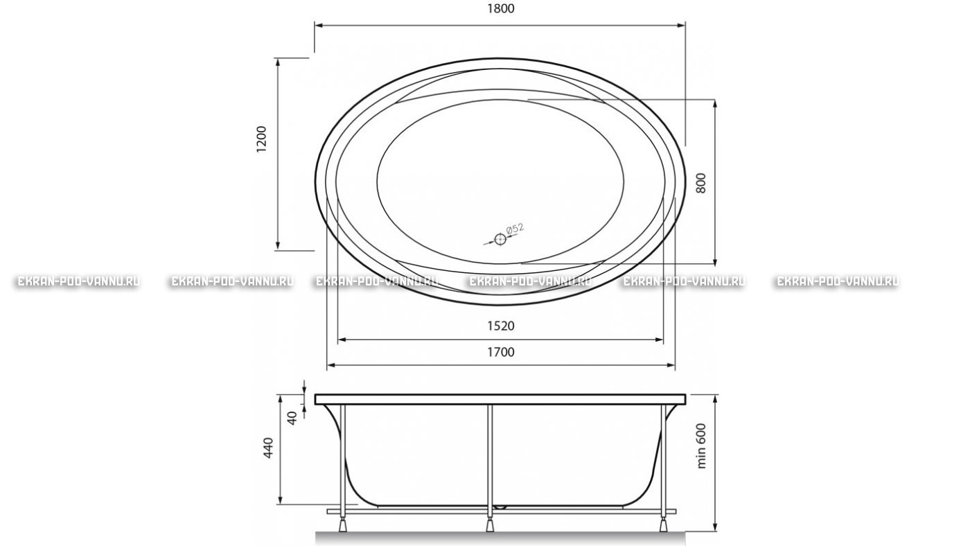 Акриловая ванна Vayer Opal 180x120 – купить по цене 33850 руб. в интернет-магазине в городе Магнитогорск картинка 13