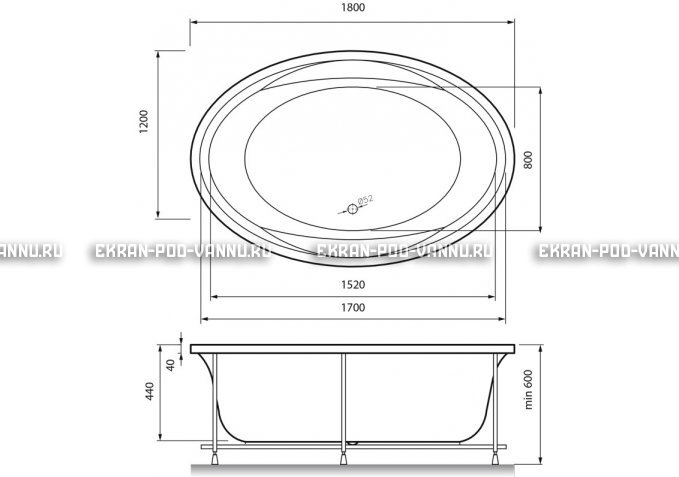 Акриловая ванна Vayer Opal 180x120 – купить по цене 33850 руб. в интернет-магазине в городе Магнитогорск картинка 4
