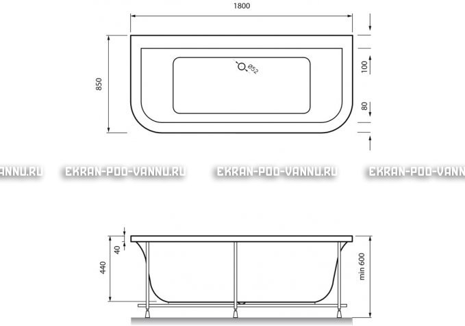Акриловая ванна Vayer Options BTW 180x85 – купить по цене 25880 руб. в интернет-магазине в городе Магнитогорск картинка 4